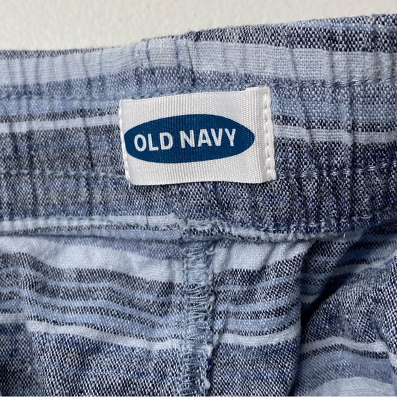 Old Navy Shorts Mens M Linen Blend Blue Striped Drawstring Waist Casual Pocket. - Picture 6 of 6